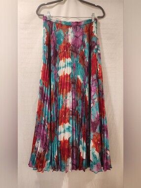 Laundry By Shelli Segal LA Multicolored Pleated Maxi Skirt Size 6